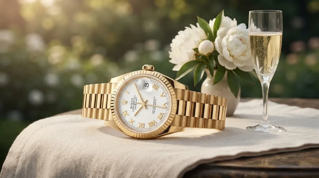 Illustrative render of the Rolex Datejust 31 68278 (yellow gold)