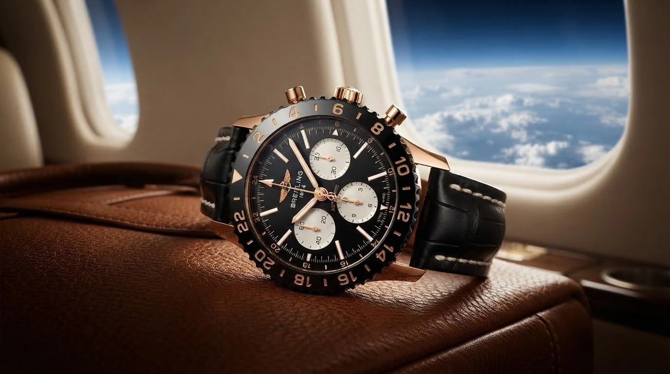 Illustrative render of the Breitling Chronoliner 46 (red gold)