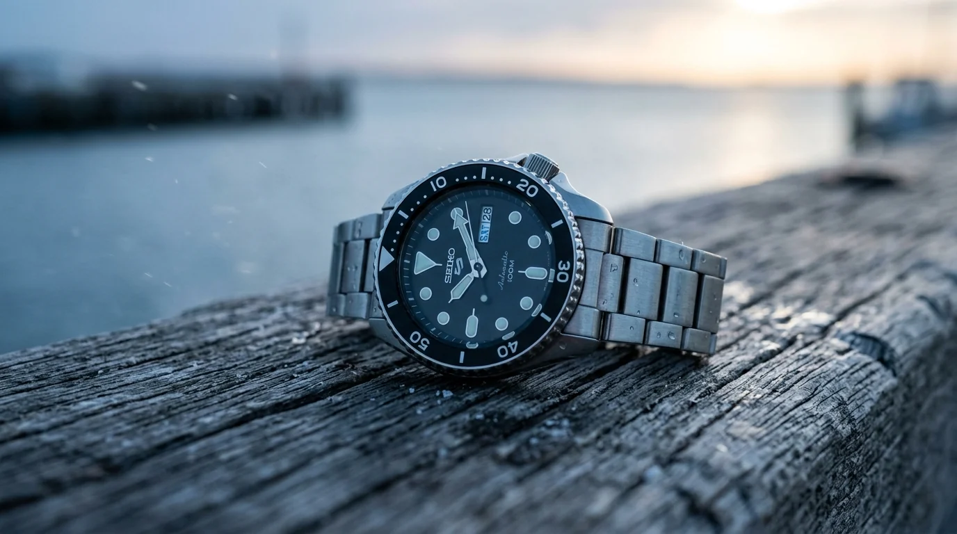Illustrative render — hero view of the Seiko 5 Sports 5KX