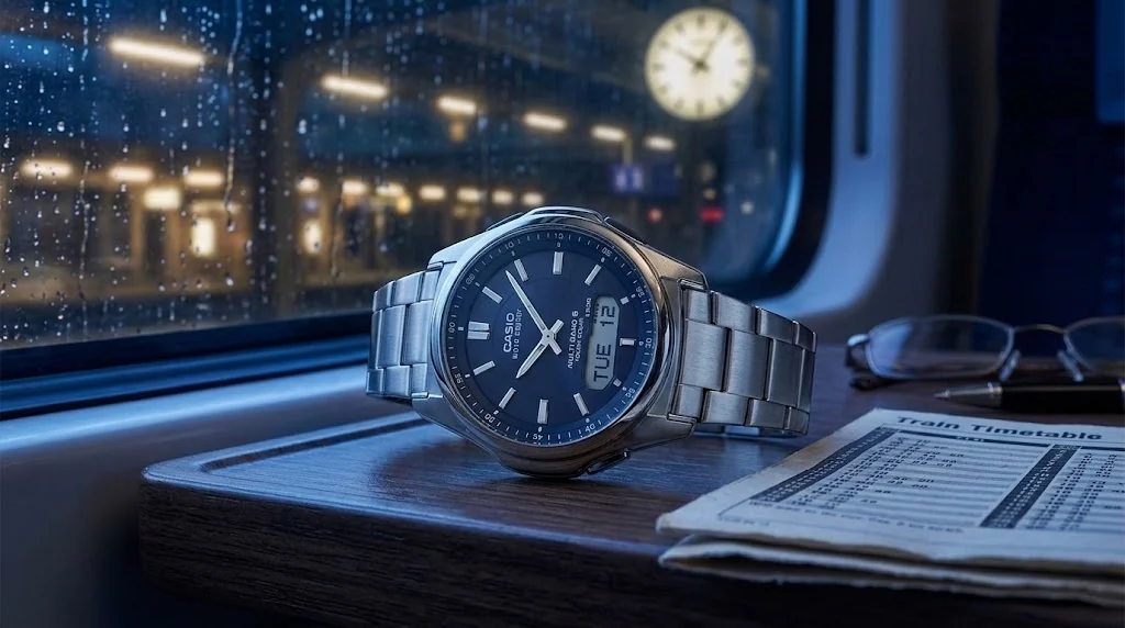 Illustrative render — hero view of the Casio Wave Ceptor WVA-M630D