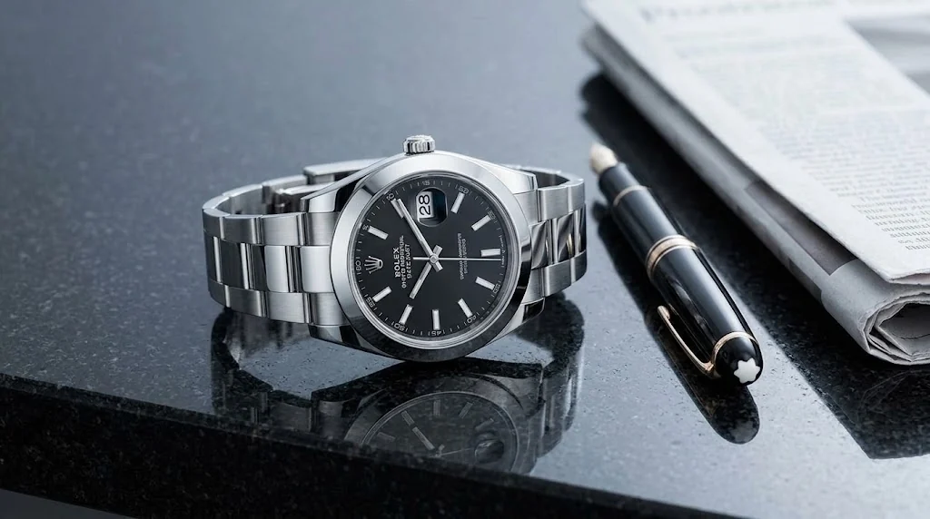 Illustrative render — hero view of the Rolex Datejust 41