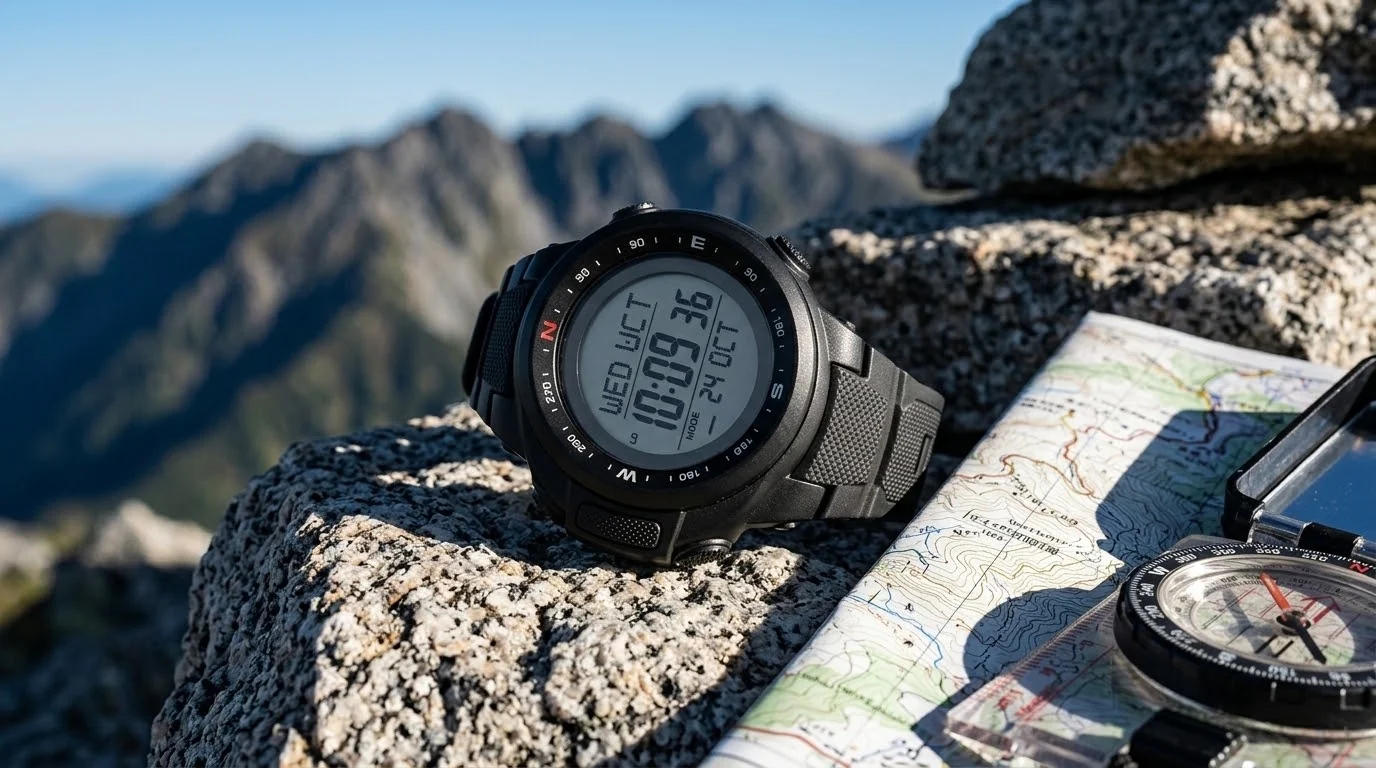Illustrative render — hero view of the Casio Pro Trek PRG340-1