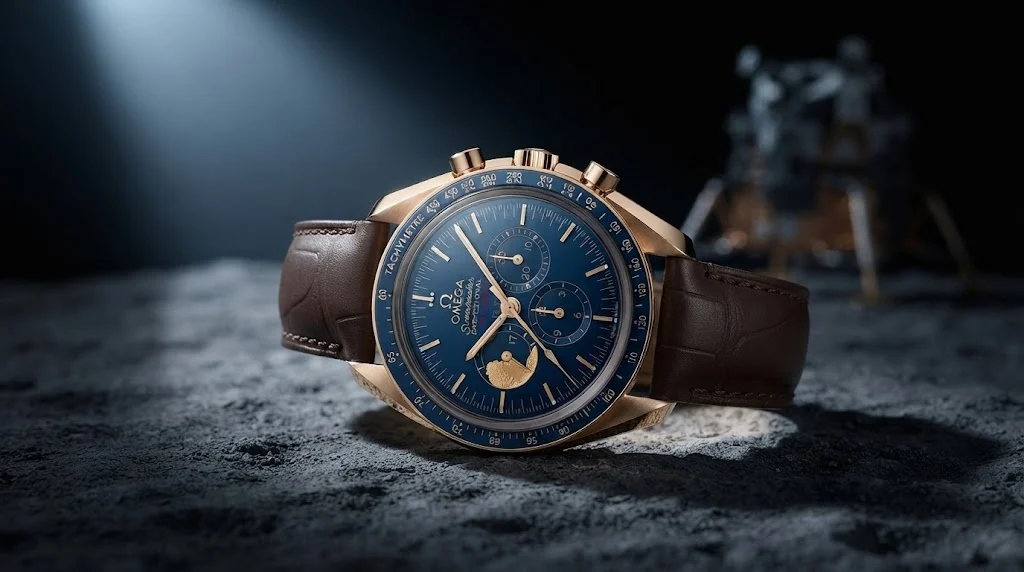 Illustrative render of the Omega Speedmaster Apollo XVII 45th Anniversary