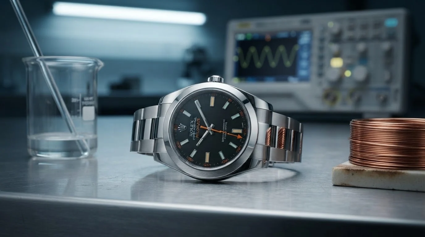 Illustrative render of the Rolex Milgauss 40