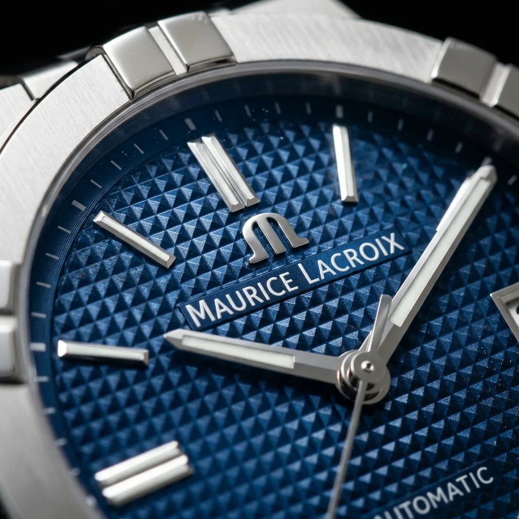 Maurice Lacroix Aikon AI6008 Clous de Paris hobnail dial macro