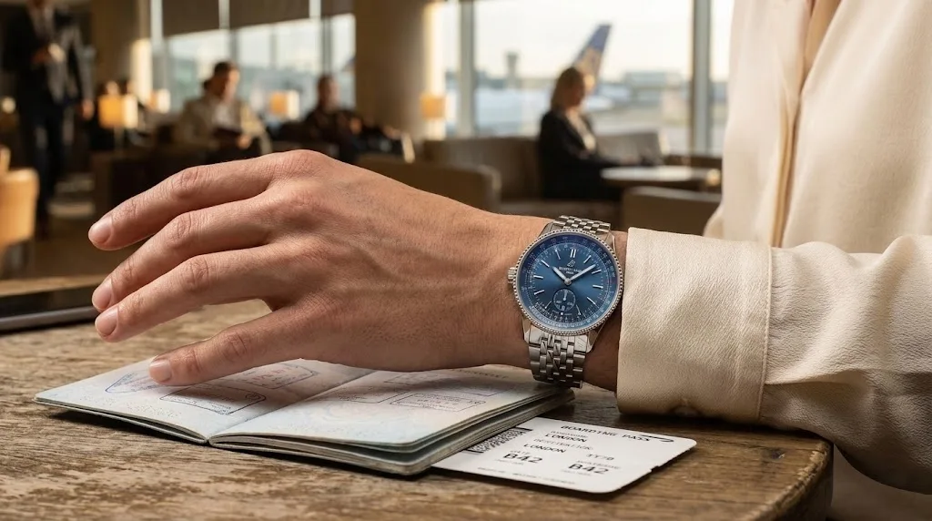 Illustrative render — buying it on amazon of the Breitling Navitimer Automatic 35 A17395161C1A1 (steel, blue dial, steel bracelet)