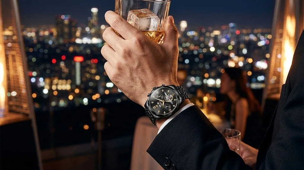 Illustrative render — who it suits of the OLEVS Moon Phase Dress Watch