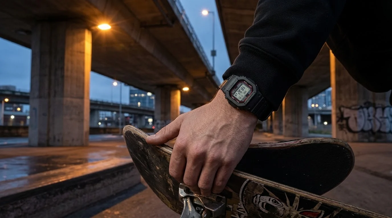 Illustrative render — 12.7mm of the Casio G-Shock GW-M5610U
