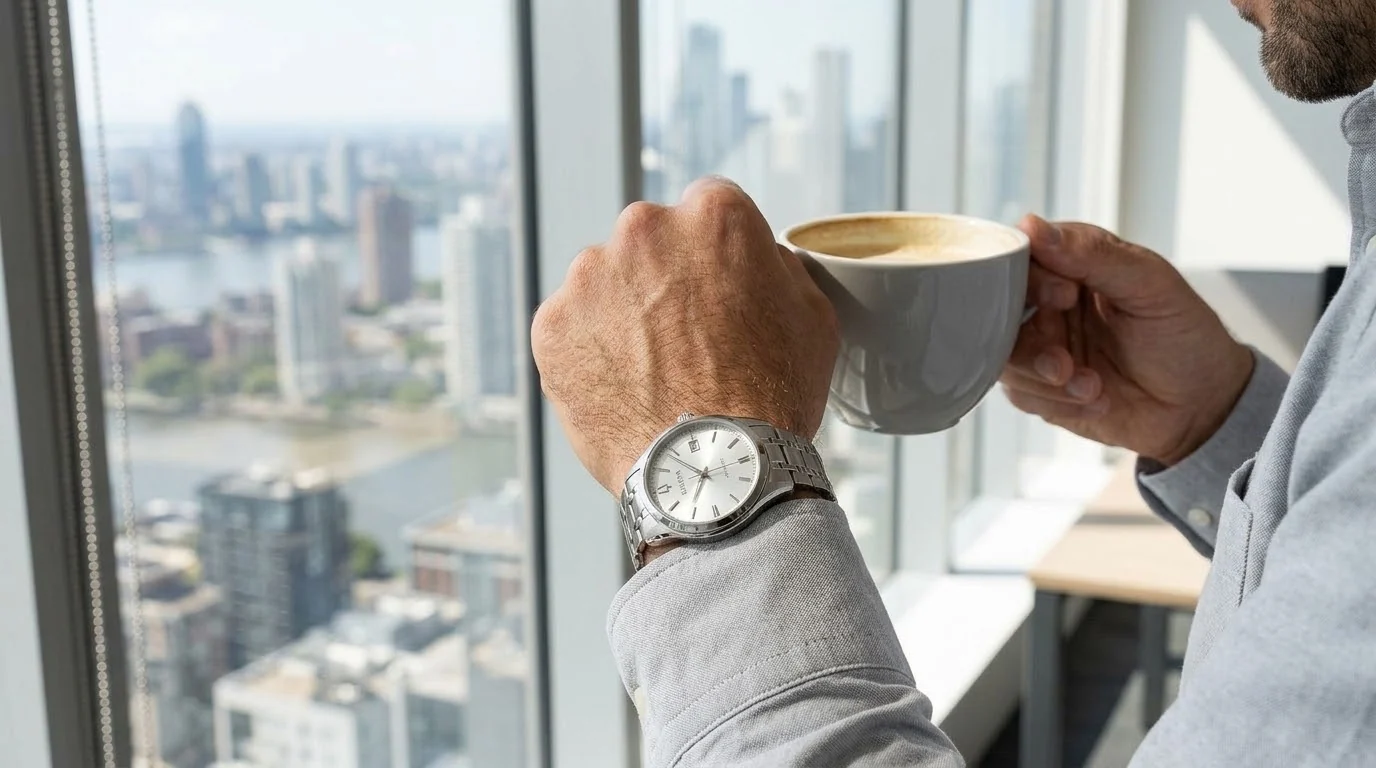 Illustrative render — bracelet, not strap of the Bulova Surveyor Automatic
