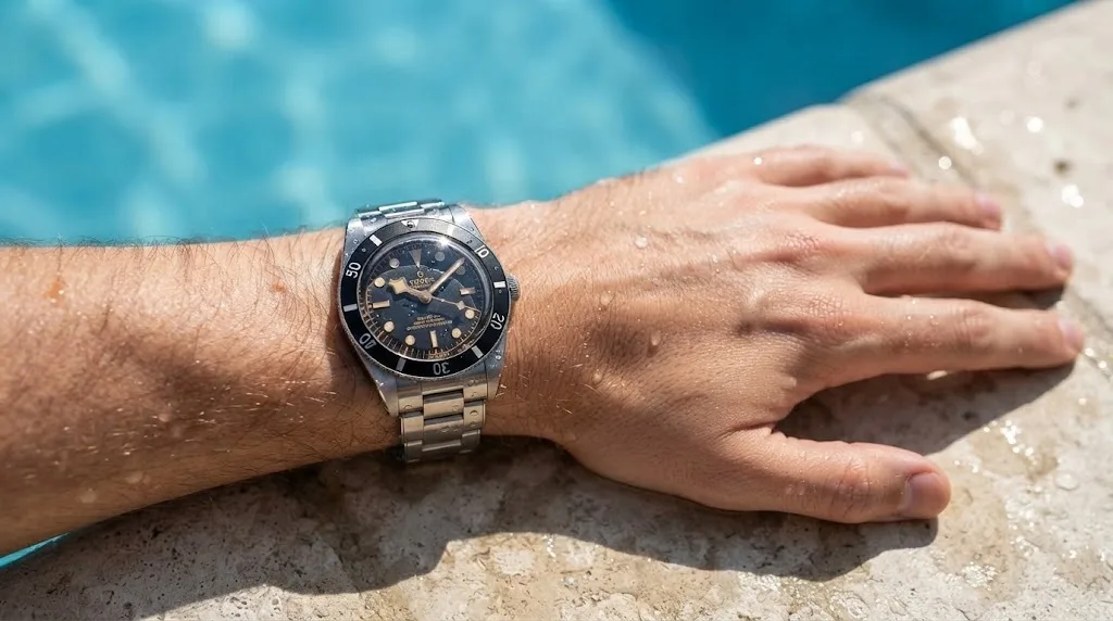 Illustrative render — buying it on amazon of the Tudor Black Bay 54 37mm M79000N-0001 (steel, black bezel and dial, steel bracelet)