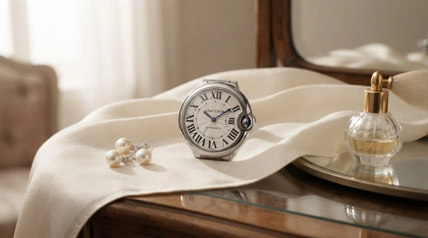Illustrative render — buying one pre-owned on amazon of the Cartier Ballon Bleu 33 Automatic