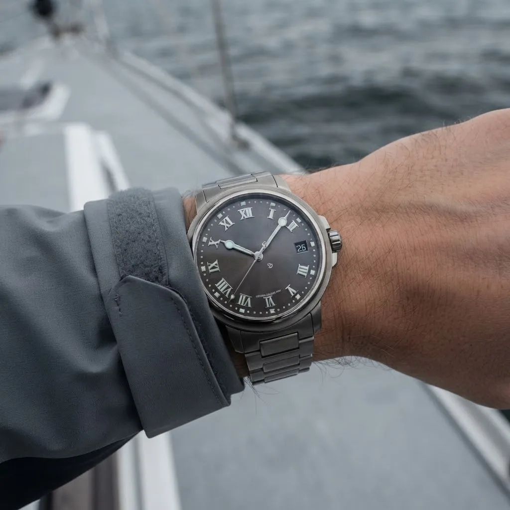 Illustrative render — buying it on amazon of the Breguet Marine 5517TI/G2/TZ0 (titanium, slate sunburst dial, titanium bracelet)