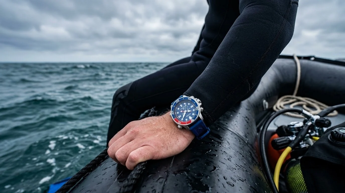 Illustrative render — light-powered, deep-rated of the Citizen Promaster Aqualand BN2038