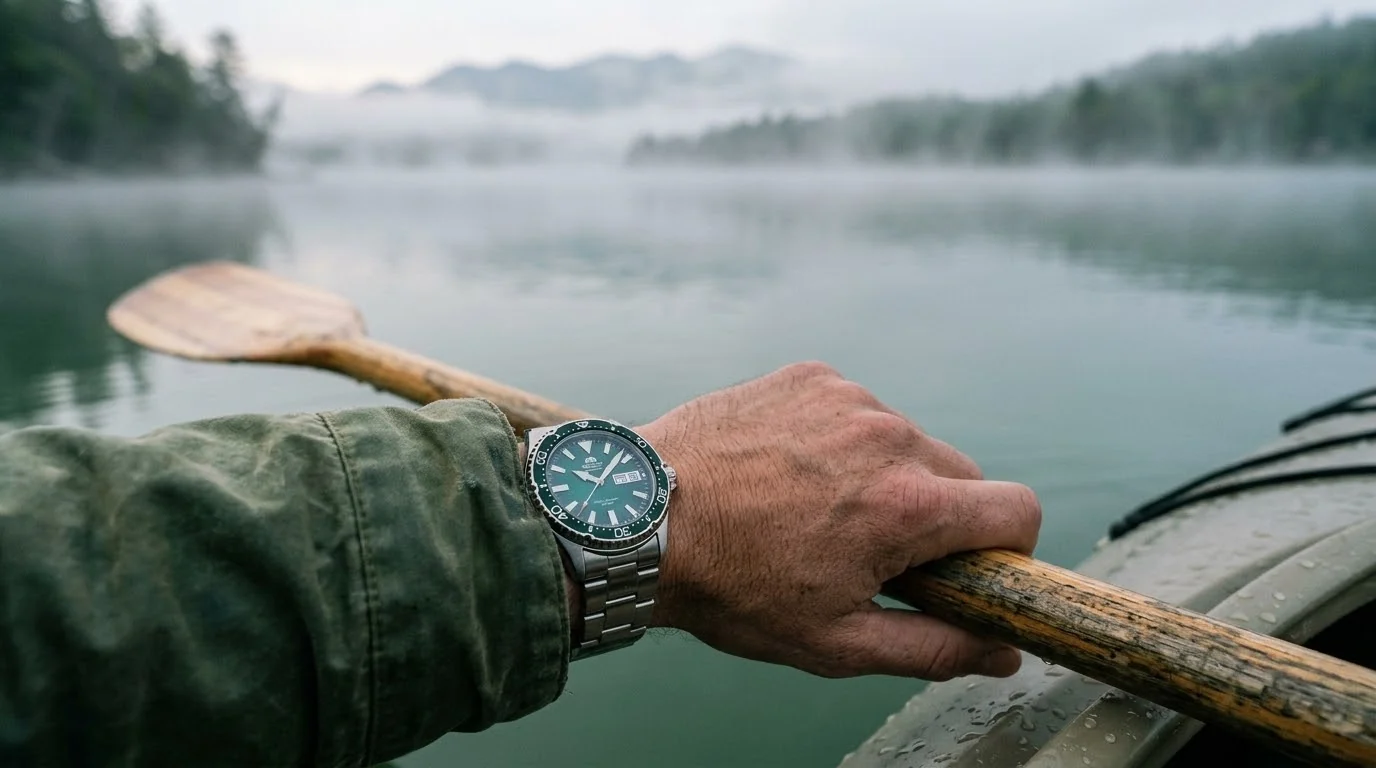 Illustrative render — 12.8mm of diver of the Orient Kamasu Automatic Diver