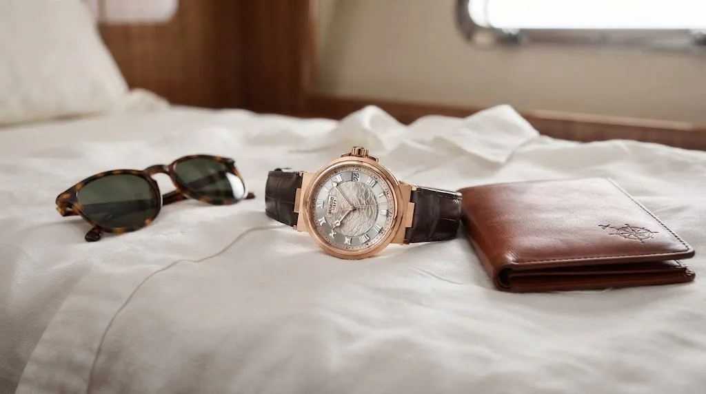 Illustrative render — buying it new on amazon of the Breguet Marine 5517 (18k rose gold, wave dial)