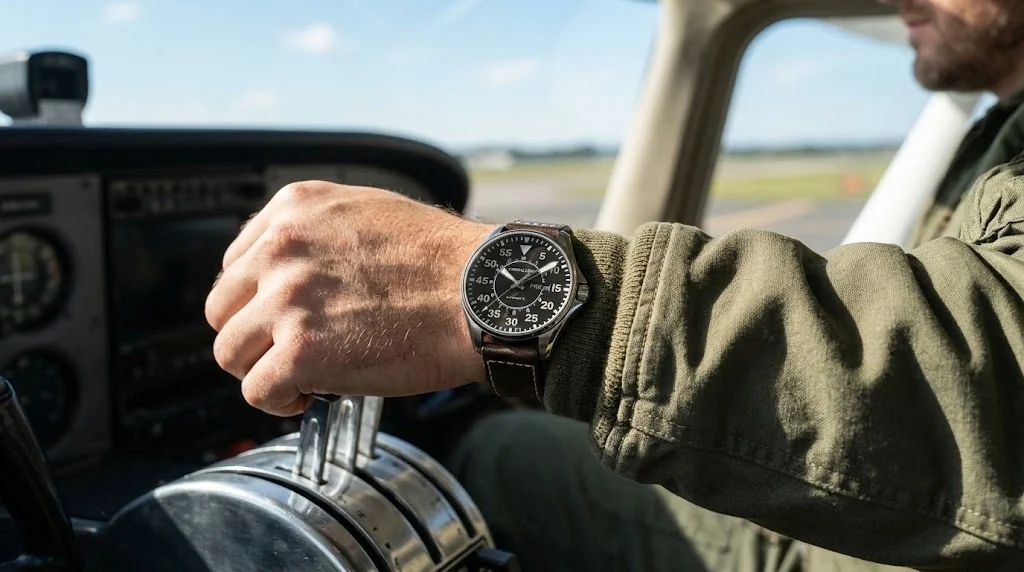 Illustrative render — check the reference of the Hamilton Khaki Aviation Pilot Auto