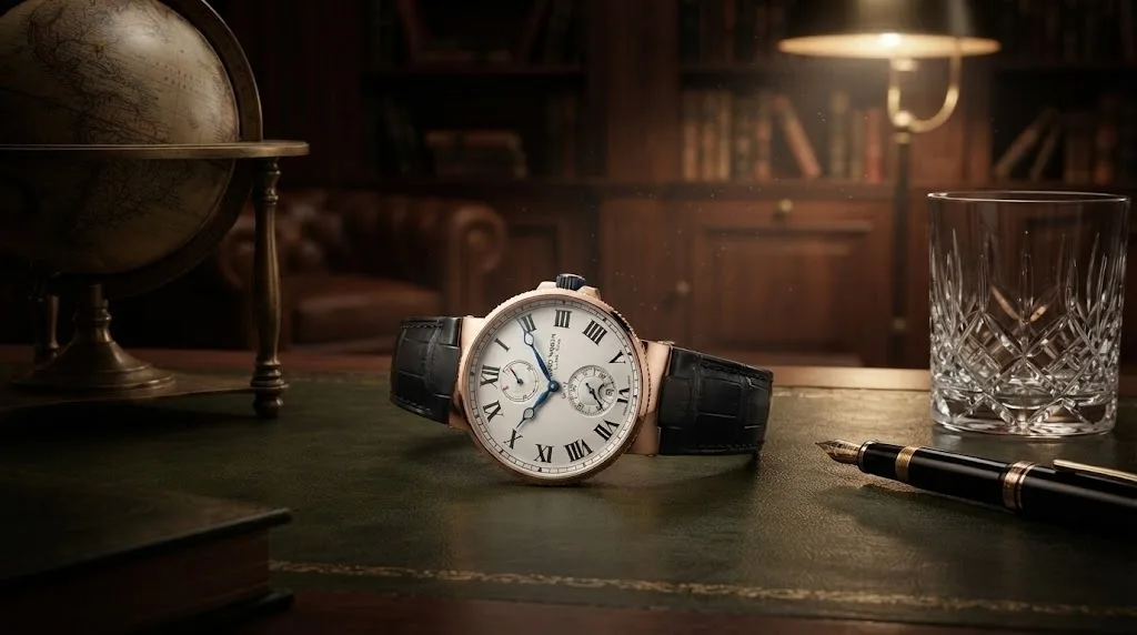 Illustrative render — buying it new on amazon of the Ulysse Nardin Marine Chronometer Manufacture 43mm (18k rose gold)