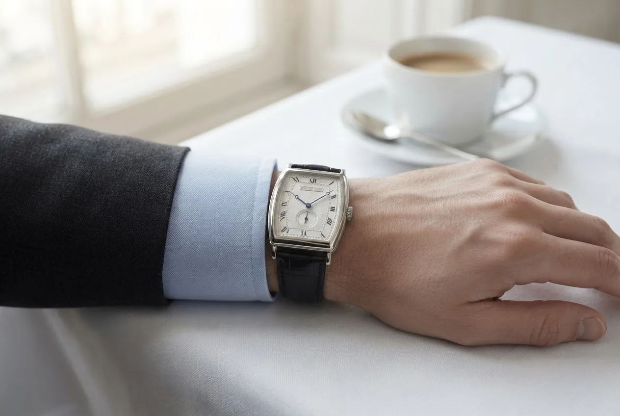 Illustrative render — buying it on amazon of the Breguet Heritage 3660BB (18k white gold, tonneau, silver engine-turned dial)