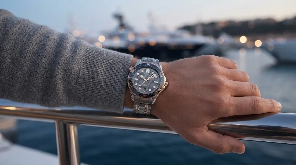 Illustrative render — buying it on amazon of the Omega Seamaster Diver 300M Co-Axial Master Chronometer 42mm 210.60.42.20.99.001 (titanium, tantalum and Sedna gold, limited to 2,500)