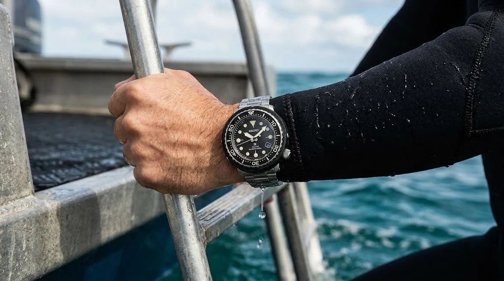 Illustrative render — what we cannot confirm of the Seiko Prospex Solar “Tuna” SNE497