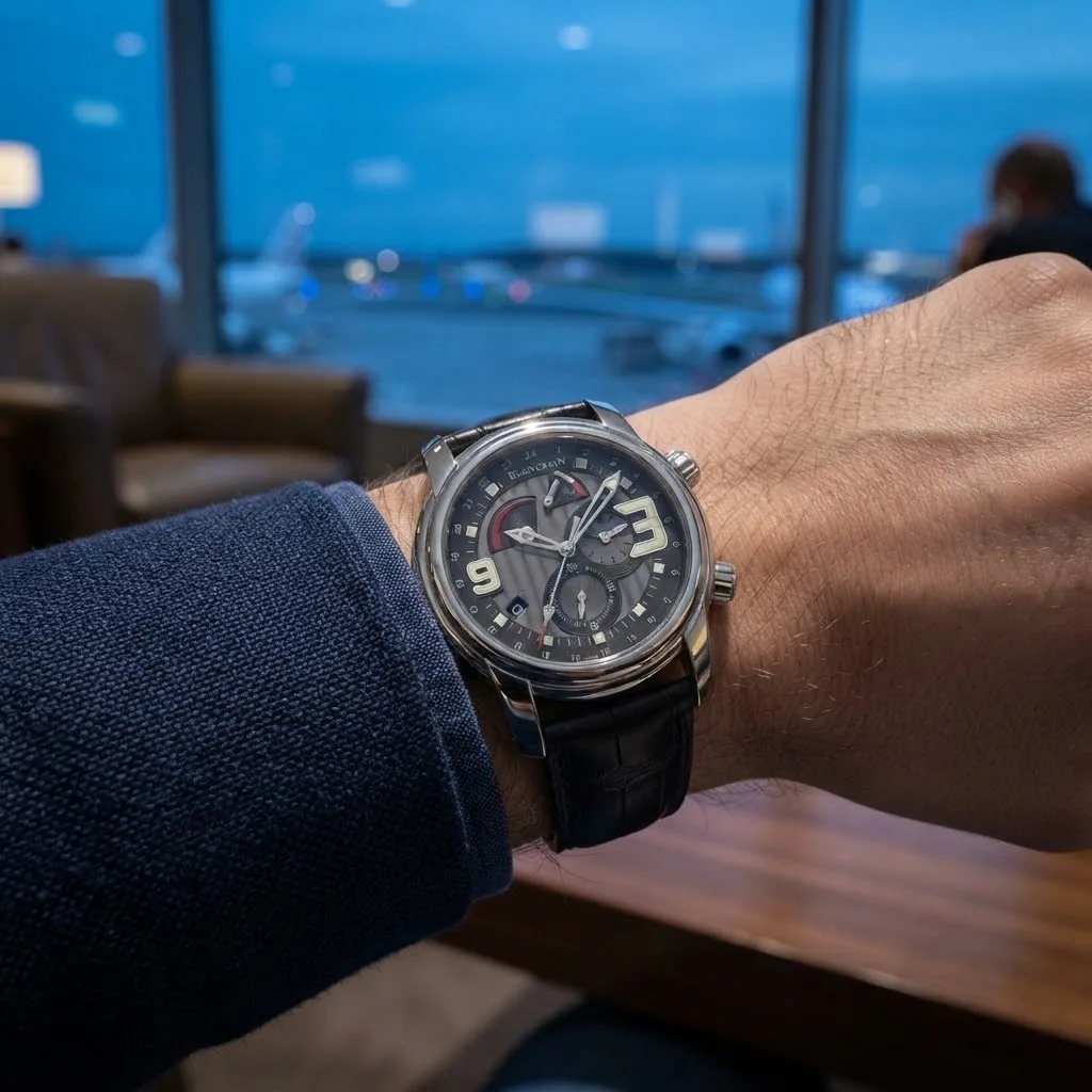 Illustrative render — buying it on amazon of the Blancpain L-Evolution GMT Alarm 8841-1134-53B (steel, grey dial)