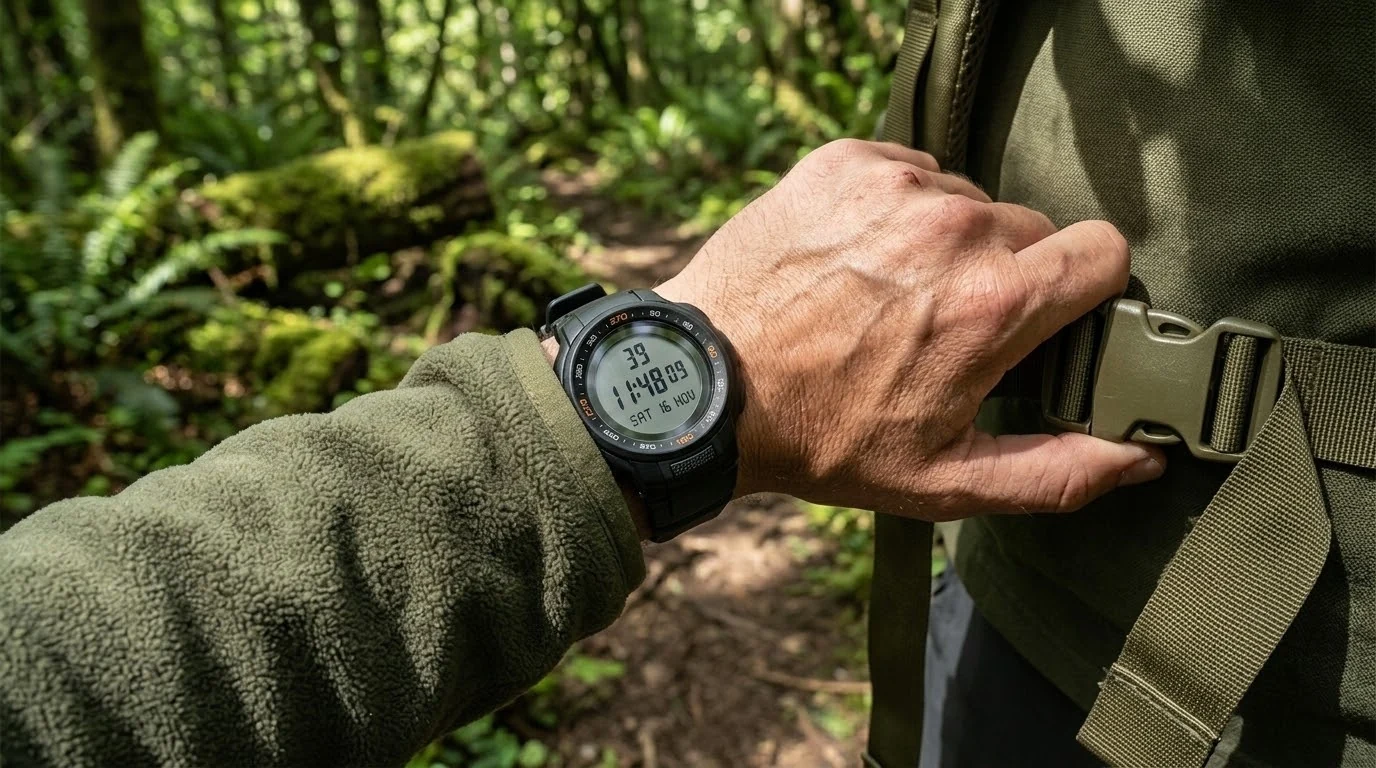 Illustrative render — on the wrist of the Casio Pro Trek PRG270-1