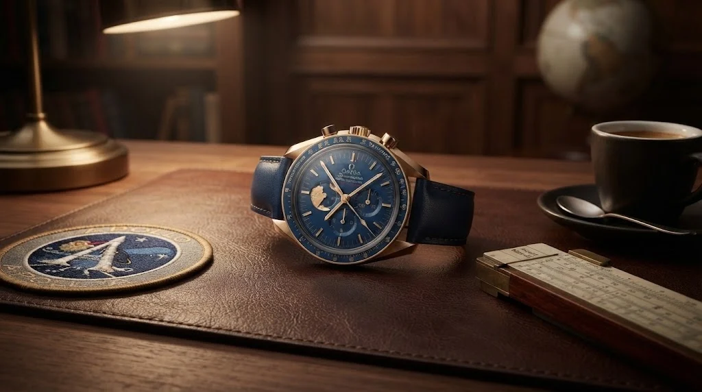 Illustrative render — buying it new on amazon of the Omega Speedmaster Apollo XVII 45th Anniversary