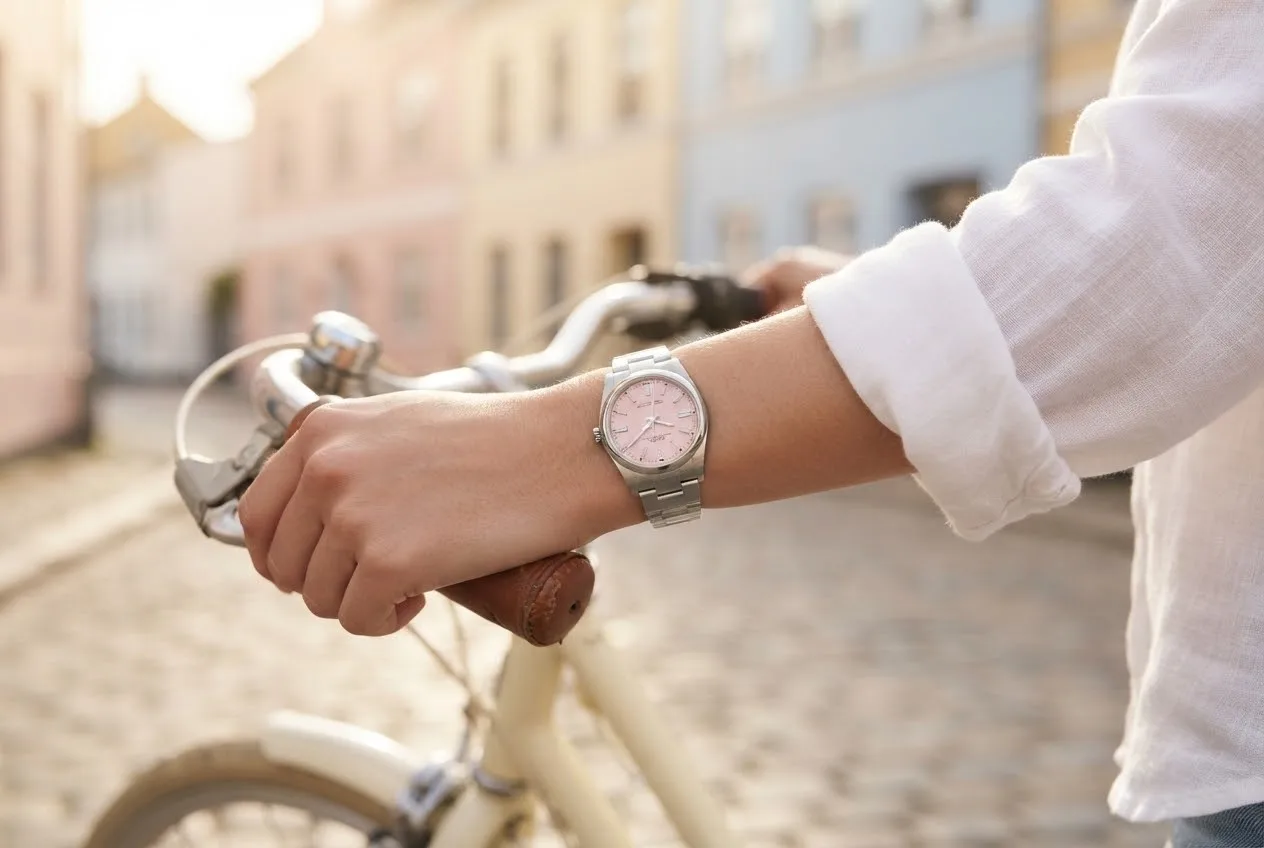 Illustrative render — buying it pre-owned on amazon of the Rolex Oyster Perpetual 36 126000 candy pink dial