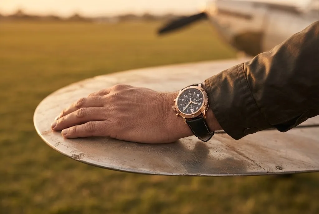 Illustrative render — buying it on amazon of the Breguet Type XXI 3810BR flyback chronograph (18k rose gold)