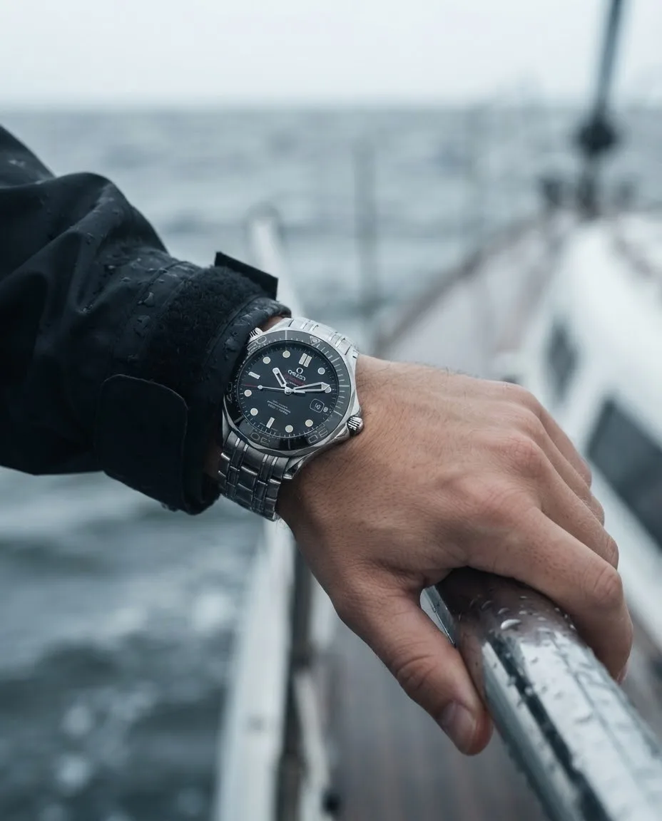 Illustrative render — buying it pre-owned on amazon of the Omega Seamaster Diver 300M Co-Axial 41mm (steel, black dial, ceramic bezel, bracelet)