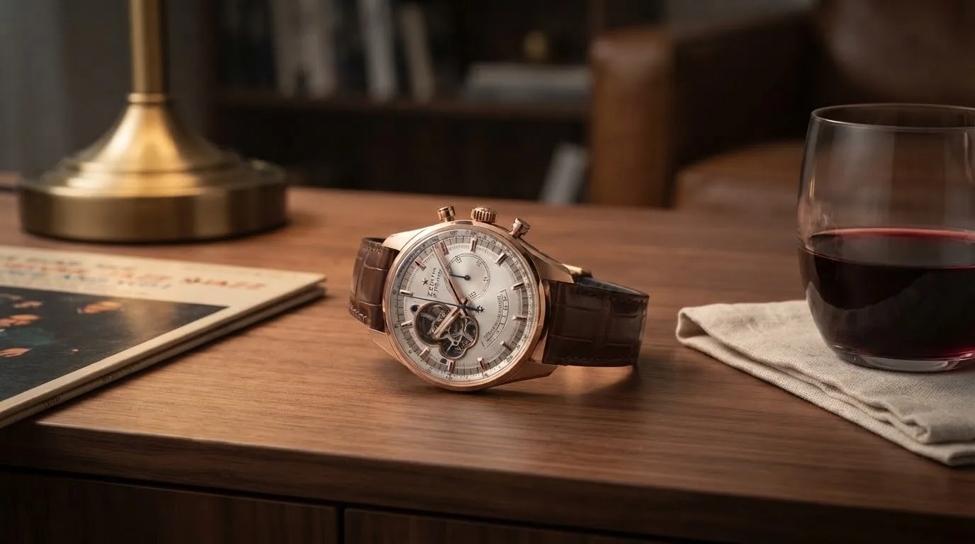 Illustrative render — buying it new on amazon of the Zenith Chronomaster El Primero Open Power Reserve (18k rose gold)