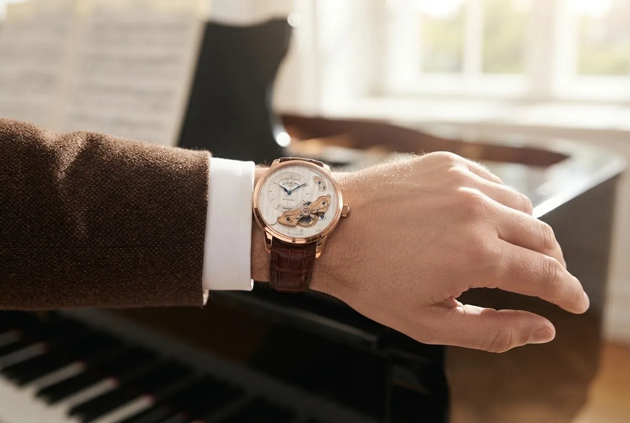 Illustrative render — buying it on amazon of the Glashutte Original PanoMaticInverse 91-02-01-05-30 (18k red gold, pre-owned)