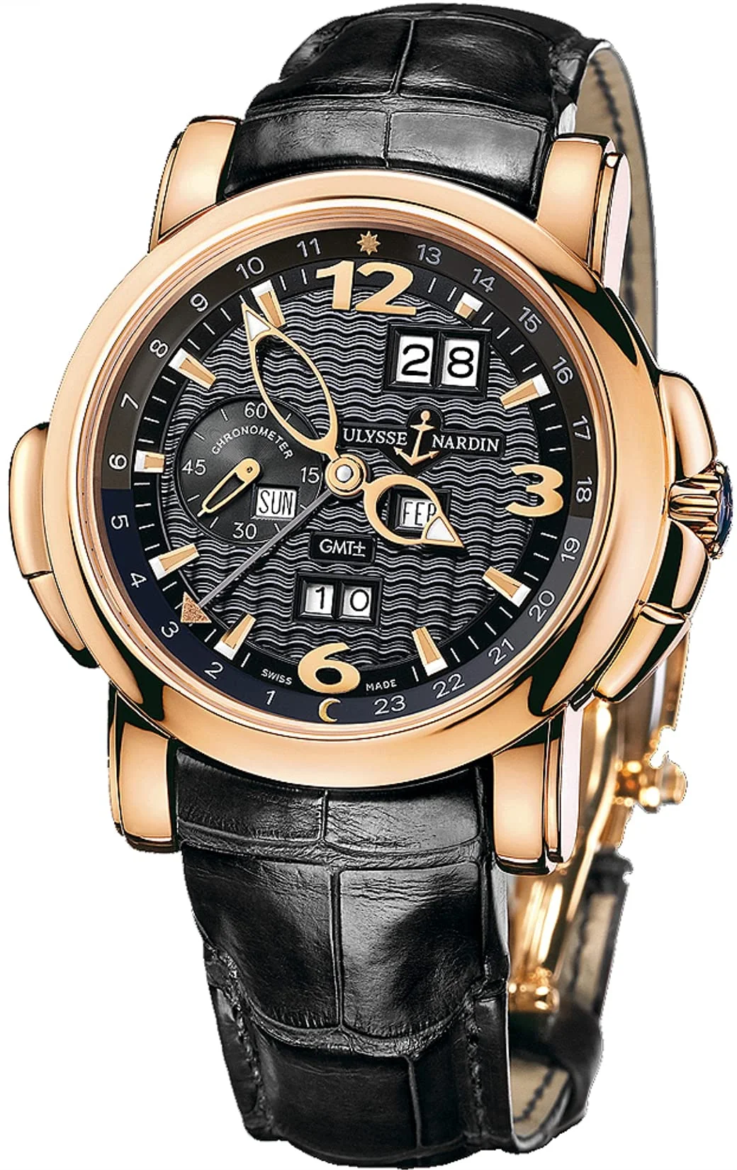 Ulysse Nardin GMT Perpetual 326-60/62 (18k rose gold, black dial)