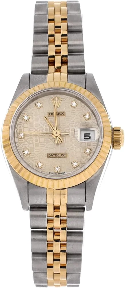 Rolex Lady-Datejust 26 (steel and 18k yellow gold, silver Jubilee-pattern dial with diamond markers, fluted bezel, Jubilee bracelet, pre-owned) — reference photograph