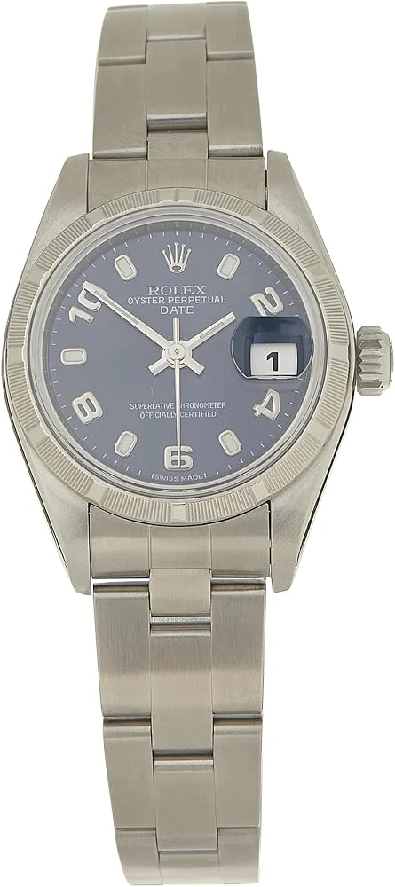 Rolex Lady-Datejust 26 ref. 79190 (steel, engine-turned bezel, blue dial with Arabic numerals, Oyster bracelet, pre-owned) — reference photograph