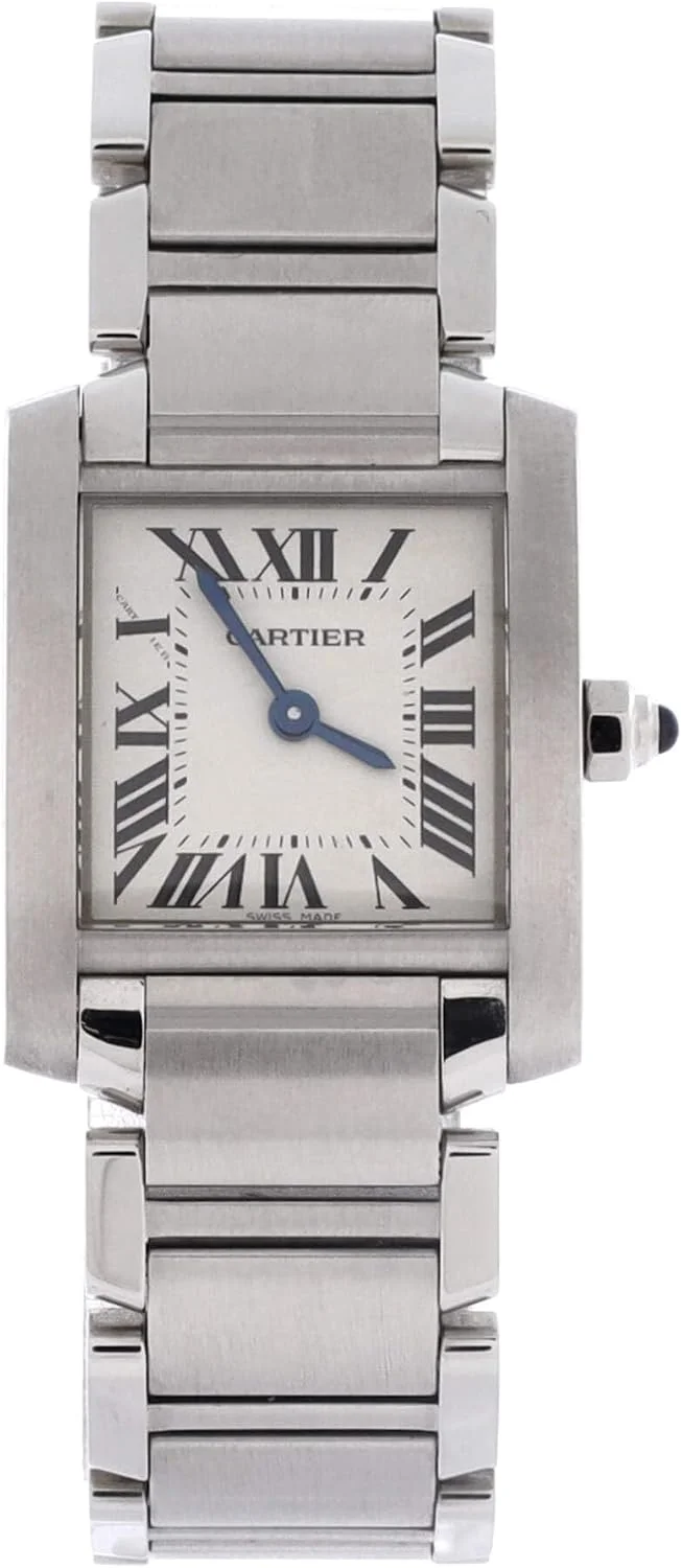 Cartier Tank Francaise small (steel, silvered dial, quartz, steel bracelet, box and undated card, pre-owned, graded Excellent) — reference photograph