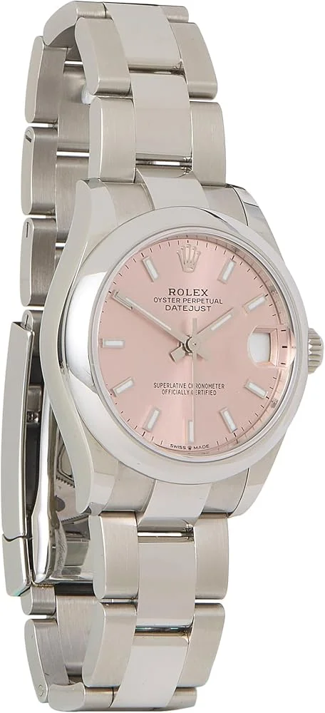 Rolex Datejust 31 ref. 278240 (steel, smooth bezel, pink dial, Oyster bracelet, box and papers, pre-owned) — reference photograph