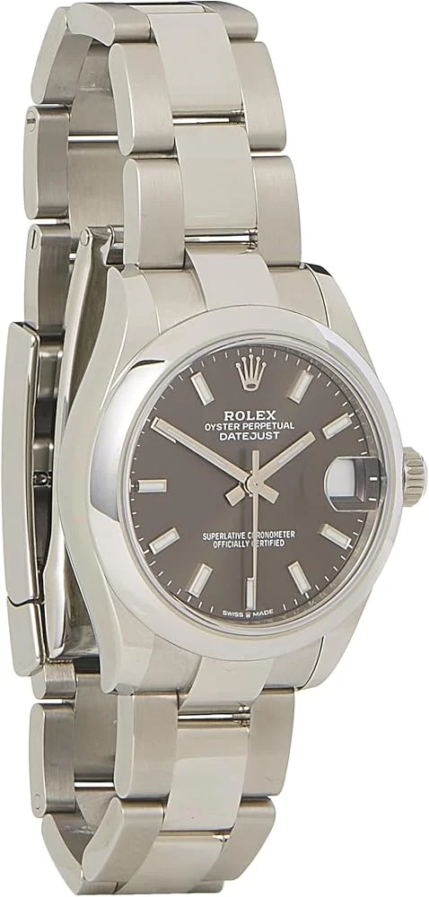 Rolex Datejust 31 ref. 278240 (steel, smooth bezel, dark grey dial, Oyster bracelet, box and papers, pre-owned) — reference photograph
