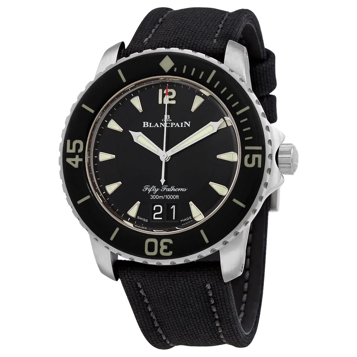 Blancpain Fifty Fathoms Grande Date 5050-12B30-B52A (steel, black dial, sail-canvas strap)