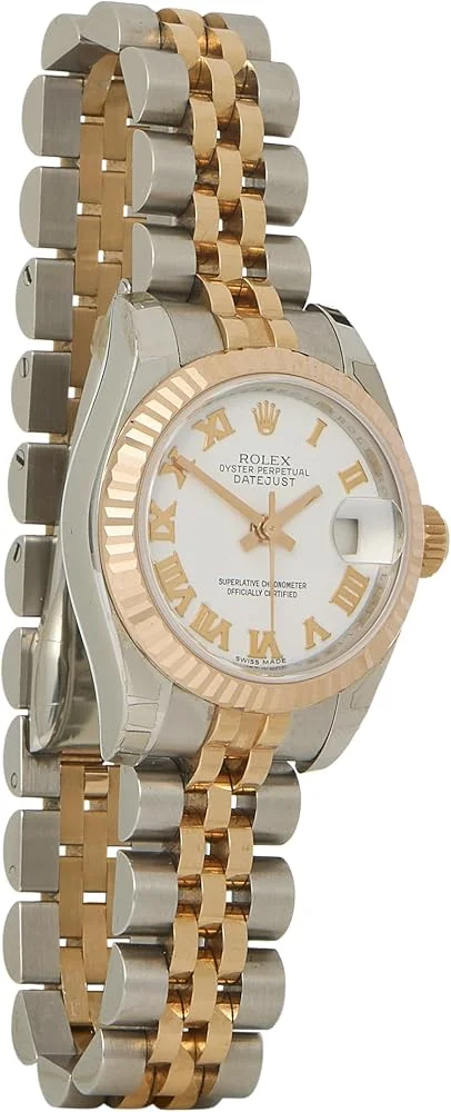 Rolex Lady-Datejust 26 ref. 179171 (steel and 18k Everose gold, white Roman dial, fluted bezel, Jubilee bracelet, box and papers, pre-owned) — reference photograph