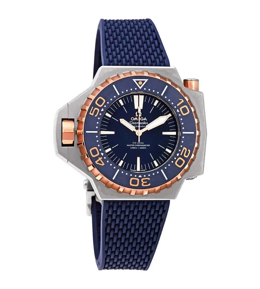 Omega Seamaster Ploprof 1200M Co-Axial Master Chronometer 55 x 48mm 227.60.55.21.03.001 (titanium and Sedna gold, blue lacquered dial)