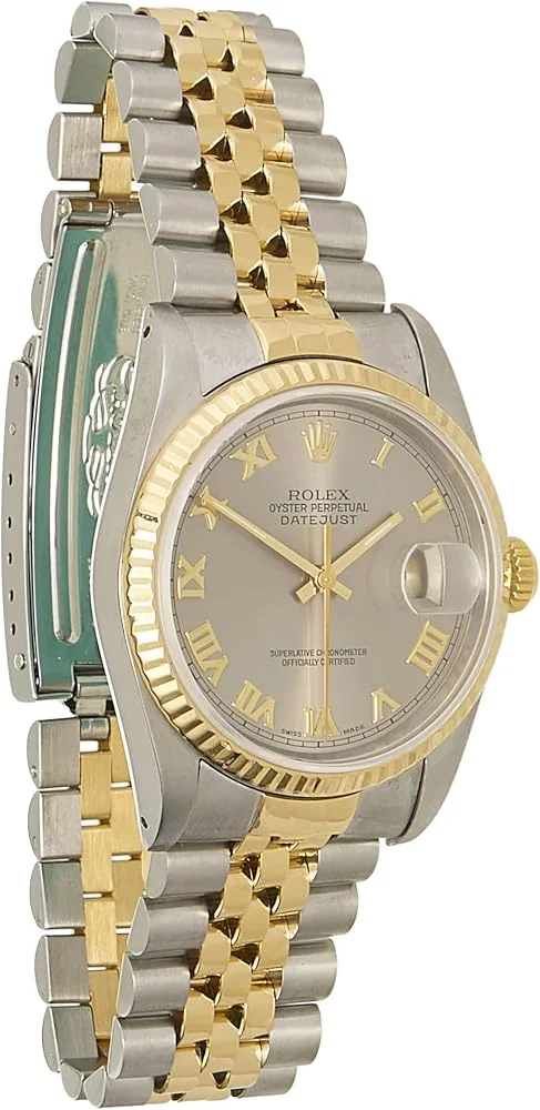 Rolex Datejust 36 ref. 16233 (steel and 18k yellow gold, rhodium Roman dial, fluted bezel, Jubilee bracelet, box, pre-owned) — reference photograph