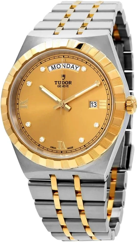 Tudor Royal 41mm M28603-0006 (steel and yellow gold, champagne dial with diamond markers, day-date, integrated two-tone bracelet, 2020-generation reference) — reference photograph