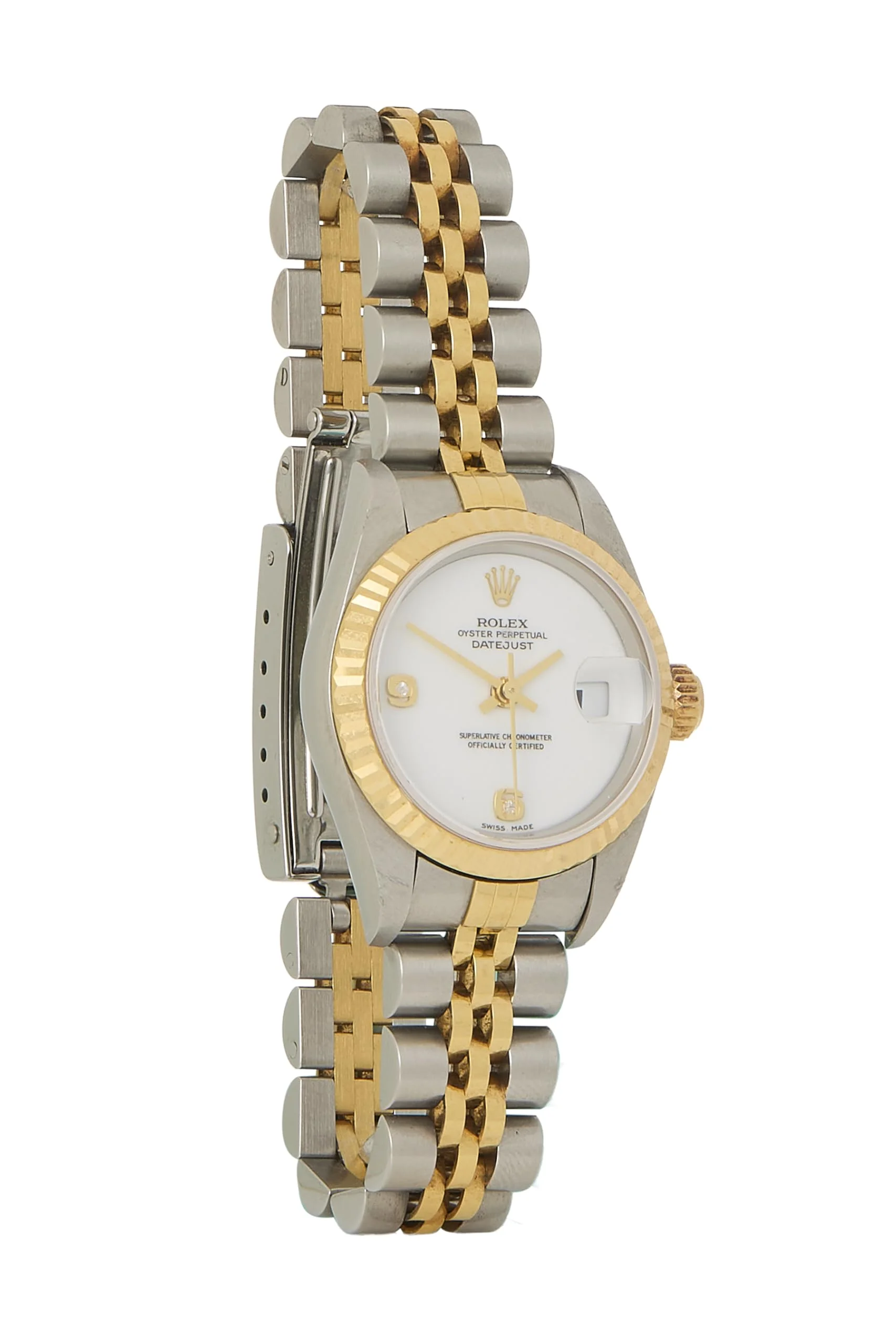 Rolex Lady-Datejust 26 79173 (two-tone, cacholong dial with diamond 6 and 9, box and papers)
