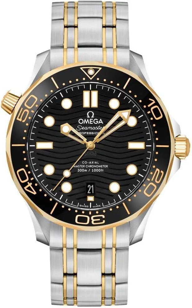 Omega Seamaster Diver 300M 42mm 210.20.42.20.01.002 (steel and yellow gold, black ceramic bezel, black dial, two-tone bracelet) — reference photograph
