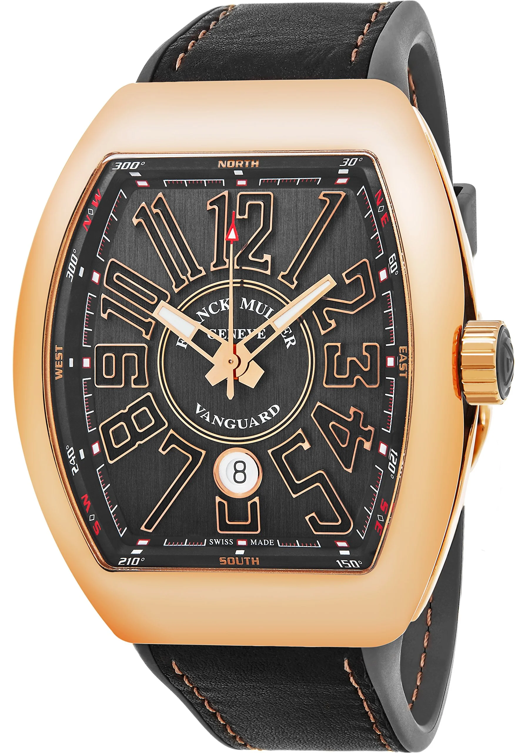 Franck Muller Vanguard V 45 SC DT 5N TT (18k rose gold with titanium trim, grey dial, grey strap)