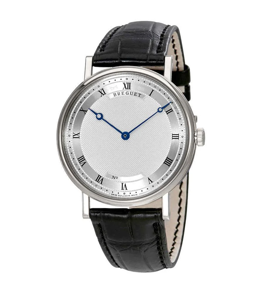 Breguet Classique Ultra Slim 5157BB/11/9V6 (18k white gold, silvered guilloche dial, black alligator strap)