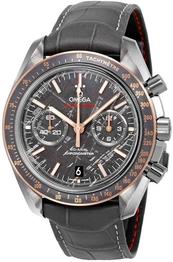 Omega Speedmaster Grey Side of the Moon "Meteorite" 44.25mm 311.63.44.51.99.001 (grey ceramic, Sedna gold bezel, meteorite dial, leather strap) — reference photograph