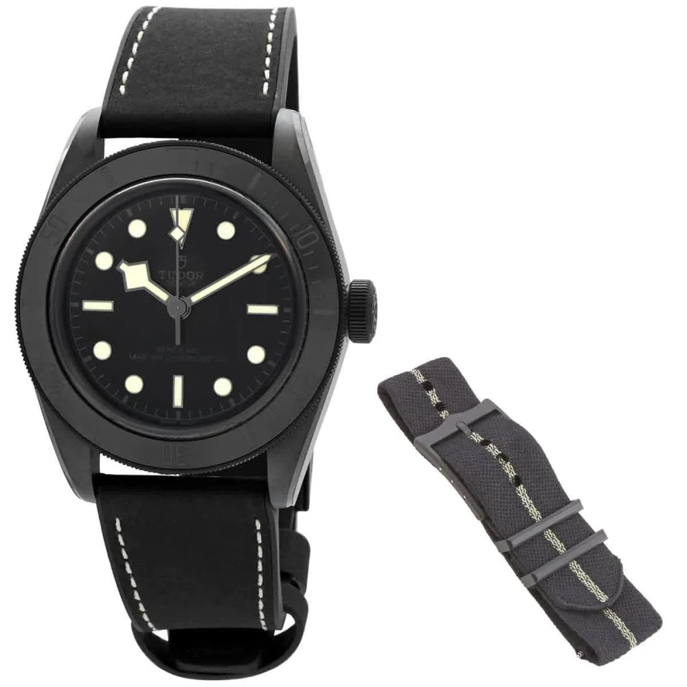 Tudor Black Bay Ceramic M79210CNU-0001 (black ceramic, black dial, hybrid strap)