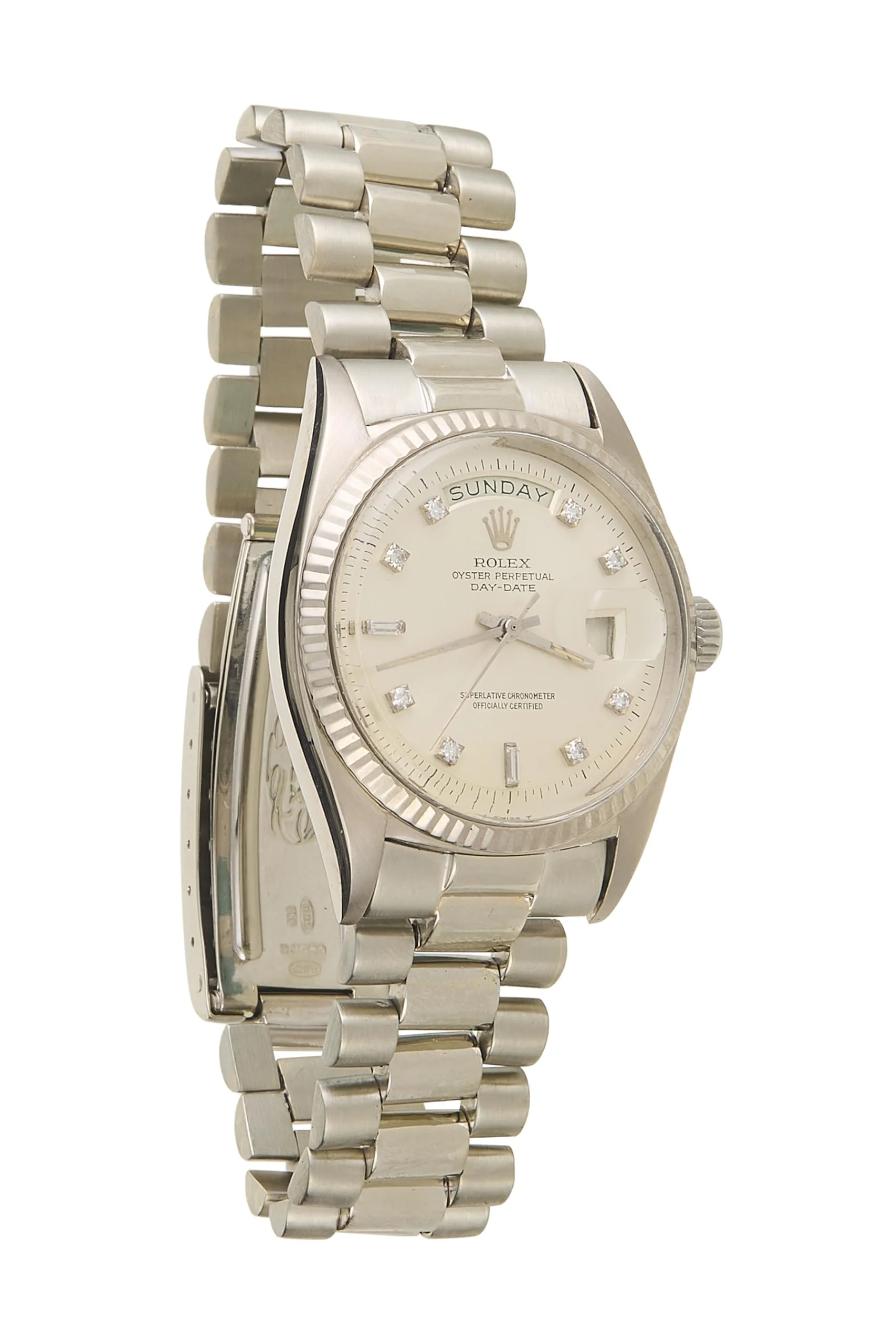 Rolex Day-Date 1803 (18k white gold, diamond dial, President, about 1970)